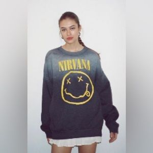 Urban Outfitters Oversized Nirvana Smiley Faded Crewneck Sweatshirt